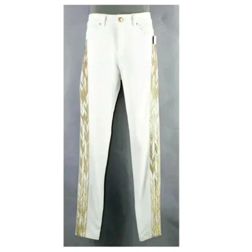 V Cristina straching pants with gold ornaments on the sides Women's Size 4
